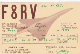 Carte QSL Radio Amateur Blagnac Toulouse Jean Emery Concorde 1974 - 1946-....: Modern Tijdperk