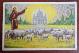 Cpa Paysage Avec Un Saint Et Ses Moutons - Saints