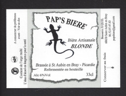 Etiquette De Bière Blonde  -  Pap's Bière -  Brasserie Juquel  à  Saint Aubin En Bray   (60) - Bier