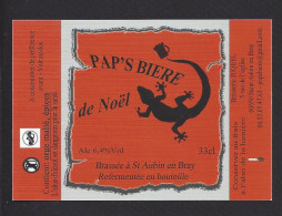 Etiquette De Bière De Noël  -  Pap's Bière -  Brasserie Juquel  à  Saint Aubin En Bray   (60) - Bier