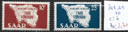 SARRE 248-49 ** Côte 7 € - Unused Stamps