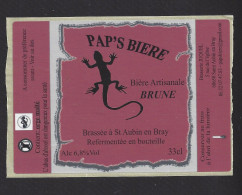 Etiquette De Bière Brune  -  Pap's Bière -  Brasserie Juquel  à  Saint Aubin En Bray   (60) - Cerveza