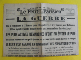 Journal Le Petit Parisien Du 4 Septembre 1939. Déclaration De La Guerre. Daladier Gamelin Darlan Cochinchine - Le Petit Parisien