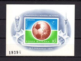 Romania 1974 Football Soccer World Cup, Space S/s Imperf. MNH -scarce- - 1974 – West Germany