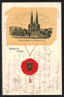 Lithographie Wien, Maximilianplatz Mit Votivkirche, Geprägtes Wachssiegel Mit Wappen  - Autres & Non Classés