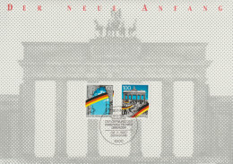 BRD, 1990, 4-seitiges Infofaltblatt "Der Neue Anfang" Mit Marken Nr. 1477-1478, 1481-1482  Und Block 22 - Storia Postale