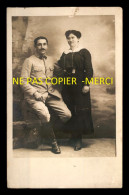 GUERRE 14/18 - SOLDAT AVEC SA FEMME - PHOTOGRAPHE MOREL, TROYES - CARTE PHOTO ORIGINALE - Guerre 1914-18