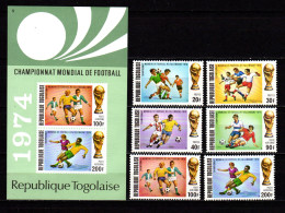 Togo 1974 Football Soccer World Cup Set Of 6 + S/s MNH - 1974 – West-Duitsland