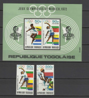 Togo 1974 Football Soccer World Cup Set Of 2 + S/s With Overprint On Olympic Stamps MNH - 1974 – Germania Ovest