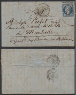 LYON / 1857 # 14 SUR LAC POUR MARSEILLE (ref 7975) - 1853-1860 Napoleon III