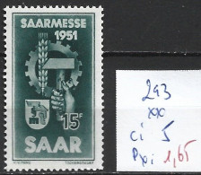 SARRE 293 ** Côte 5 € - Ungebraucht