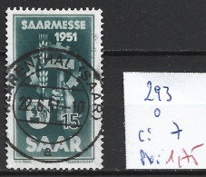 SARRE 293 Oblitéré Côte 7 € - Used Stamps