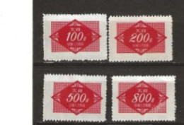 Chine Timbres Taxe N° YT 111 à 114 Nsg - Nuovi