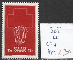 SARRE 305 ** Côte 4 € - Croce Rossa