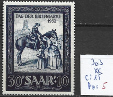 SARRE 303 ** Côte 15 € - Unused Stamps