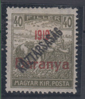 Hungary Baranya "Koztarsasag" 40 Filler Red Overprint 1916/18 MH * - Neufs