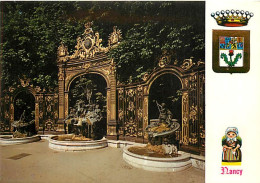 54 - Nancy - La Place Stanislas - Grilles En Fer Forgé De Jean Lamour - La Fontaine De Nepture - Blasons - Carte Neuve - - Nancy