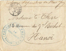 LETTRE FM AMBULANT YENBAY A HANOI 4/9/1909 COLONNE OPERATION DU PHUC-YEN TONKIN - Storia Postale