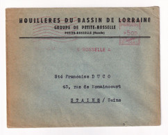 Lettre 1948 Petite Rosselle Moselle Houillères Du Bassin De Lorraine Mine Charbon Mineur Houille - Freistempel