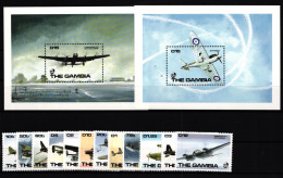 Gambia 997-1008 Und Block 91 Und 92 Postfrisch Flugzeuge #GY649 - Gambia (1965-...)