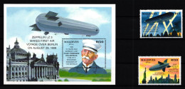 Malediven 1848 Und 1849 Und Block 270 Postfrisch Zeppelin #GY662 - Malediven (1965-...)