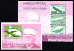 Nevis 1539-1541 Und Block 182 Postfrisch Kleinbogen / Zeppelin #GY618 - St.Kitts-et-Nevis ( 1983-...)