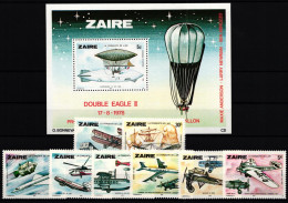 Zaire (Kongo) 580-587 Und Block 22 Postfrisch Flugzeuge #GY633 - Autres & Non Classés