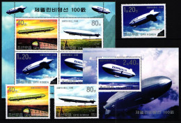 Korea 4521-4523, Block 515 Und 516 Postfrisch Zeppelin #GY623 - Corea Del Nord