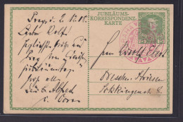 Wien Ganzsache Österreich Jubiläum Kaiserreich Roter SST Prag N Dresden Striesen - Lettres & Documents