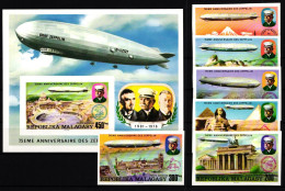 Madagaskar 783-788 B Und Block 11 B Postfrisch Zeppelin #GY692 - Madagascar (1960-...)