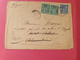 Sage 5ct En Paire + 15ct Sur Enveloppe De Versailles Pour L'Egypte En 1881 - Réf 3520 - 1877-1920: Semi-moderne Periode