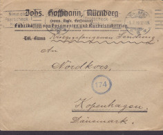 Germany JOHS. HOFFMANN, NÜRNBERG 1919 Cover Brief Lettre Kriegsgefangenen Sendung NORDKORS Kopenhagen Denmark - Prigionieri