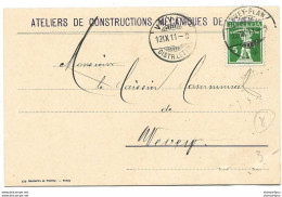 278 - 8 - Carte "atelier Constructions Mécanique Vevey 1911" Attention 2 Petits Trou En Bas - Storia Postale