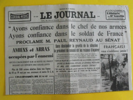 Le Journal Du 22 Mai 1940. Amiens Arras Pétain Weygand Reynaud RAF Dunkerque Norvège Roosevelt - Altri & Non Classificati