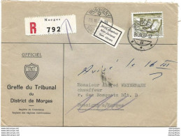 278 - 23 - Enveloppe Recommandée Envoyée De Morges à Bussigny 1959 - étiquette "non Réclamé" - Lettres & Documents