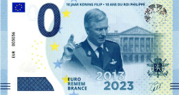 0 Euro Remembrance - Belgique - 10 Ans Du Roi Philippe (2013-2023) - Privatentwürfe