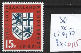 SARRE 361 ** Côte 0.50 € - Unused Stamps