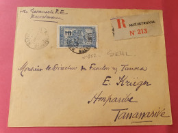 Madagascar - Affranchissement Surchargé Sur Enveloppe En Recommandé De Maevatanana Pour Tananarive En 1930  - Réf 3529 - Lettres & Documents