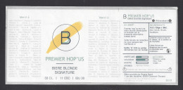 Etiquette De Bière Blonde Signature -  Premier Hop'us  -  Brasserie Brasse Band  à  Clermont Ferrand   (63) - Bier