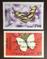 Grenada Grenadines 1986 President Reagan Visit Butterflies MNH - Butterflies