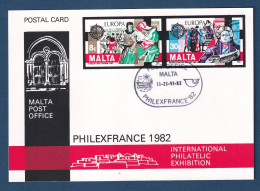 Malte - FDC - Premier Jour - Carte Maximum - PhilexFrance 82 - 1982 - Malta