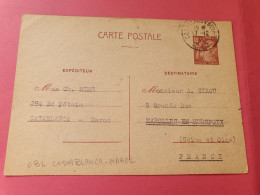 Maroc - Entier Postal Iris, De Casablanca Pour La France En 1941 - Réf 3534 - Lettres & Documents