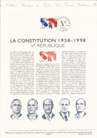 Document Officiel La Poste Oblitération 1er Jour  La Constitution 5ème République - Documents Of Postal Services