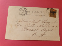Sénégal - Type Groupe Surchargé Sur Carte Postale De Dakar Pour Buenos Aires En 1903 - Réf 3537 - Lettres & Documents