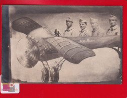 CPA Photomontage Photo Montage Ballade En Avion Militaires 4 Soldats  1921 - Other & Unclassified