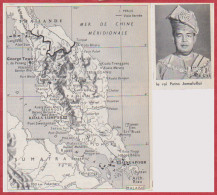 Carte De La Malaisie. Carte Avec Voie Ferrée. Le Roi Putra Jamalullai. Larousse 1960. - Documents Historiques