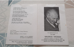 Maurice Vroman Geb.Staden 9/02/1910- Jonkman - Gest. Zwevegem 22/12/1978 - Images Religieuses