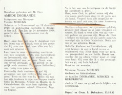 's Gravenwezel, Brugge, Amede Degrande, Merckx - Images Religieuses
