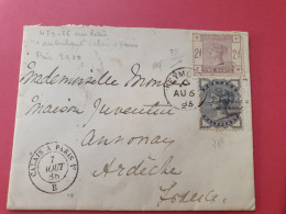 Grande Bretagne - Enveloppe Pour La France En 1885 Via Calais - Réf 3542 - Storia Postale