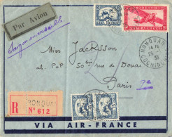 LETTRE REC SAIGON - MARSEILLE CAD  HONQUAN 25/1/35 POUR PARIS - Lettres & Documents